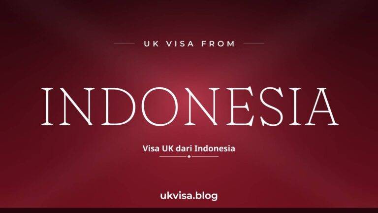 Home 4 UK visa from Indonesia featured image — Indonesia in white serif type with the Indonesian line "Visa UK dari Indonesia" on a dark red national-colour background