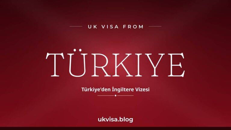 Home 4 UK visa from Türkiye featured image — Türkiye in white serif type with the Turkish line "Türkiye'den İngiltere Vizesi" on a dark red national-colour background